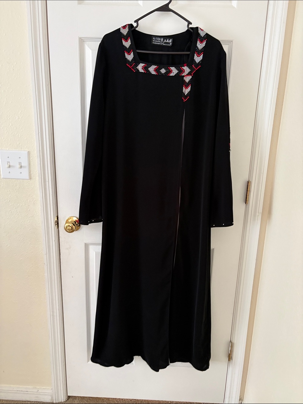 Black Embellished Long Dress Abaya